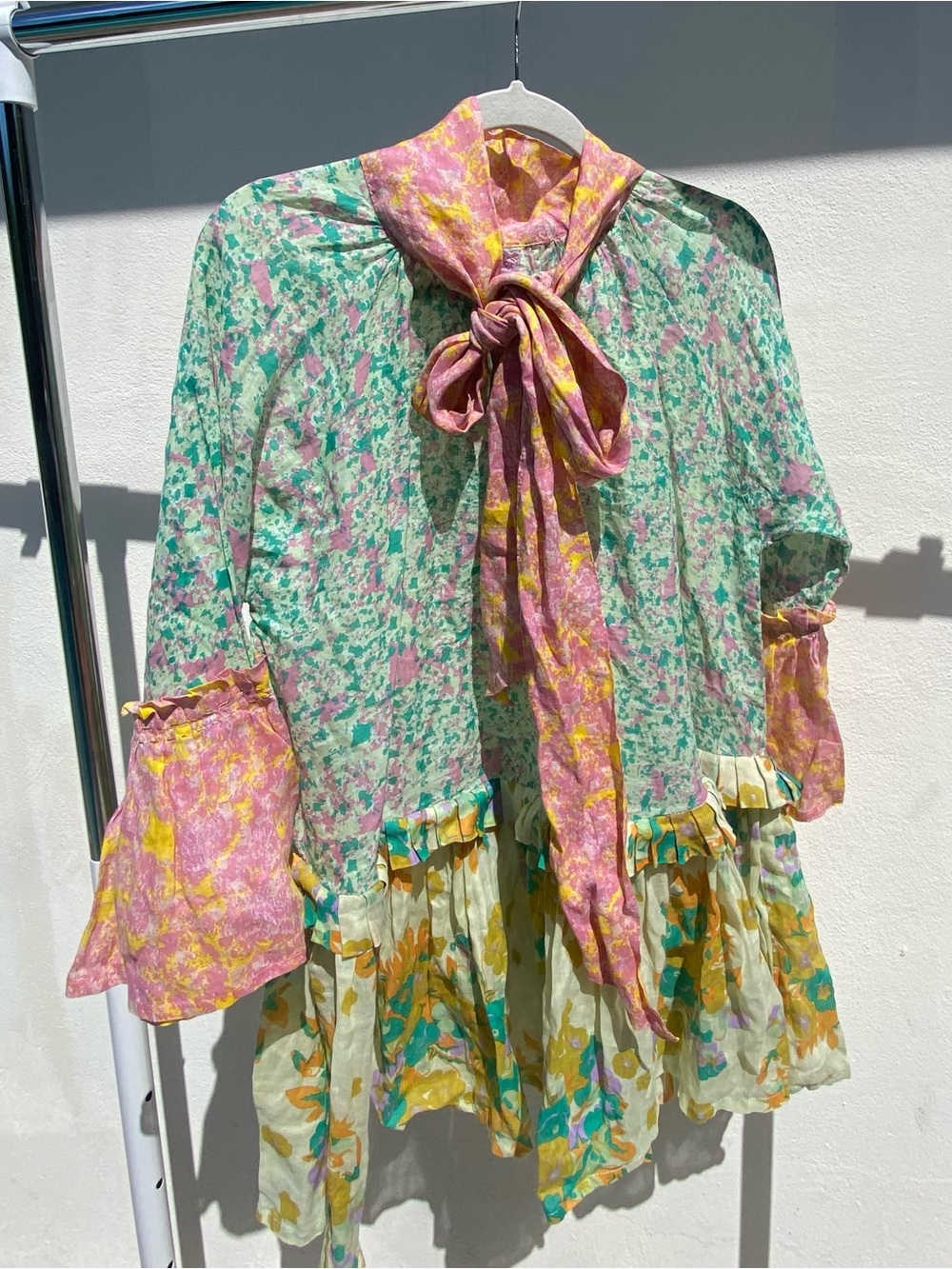 YVONNE S Angelica Green & Pink Multicolor Mini Dress Size Small